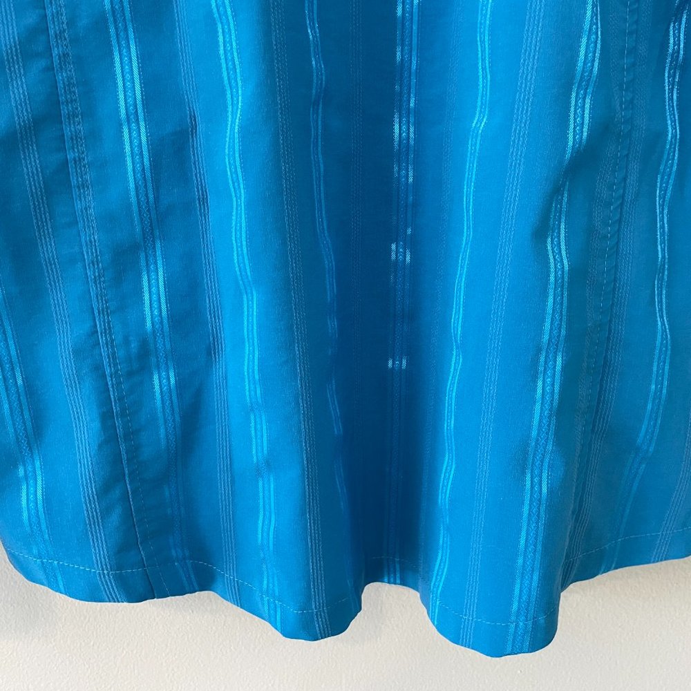 Daniali women’s XL aqua teal L/S zip-front shimmery striped blouse top - Picture 14 of 16